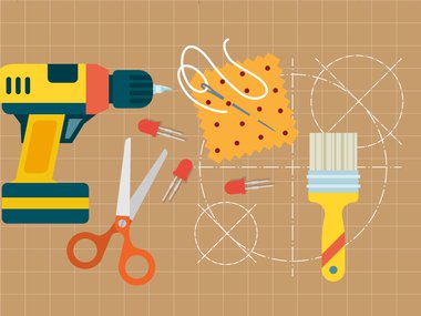 decorative image of a drill, scissors sewing and a paint brush.jpg