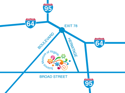 Map showing location of Science Museum along Broad Street.